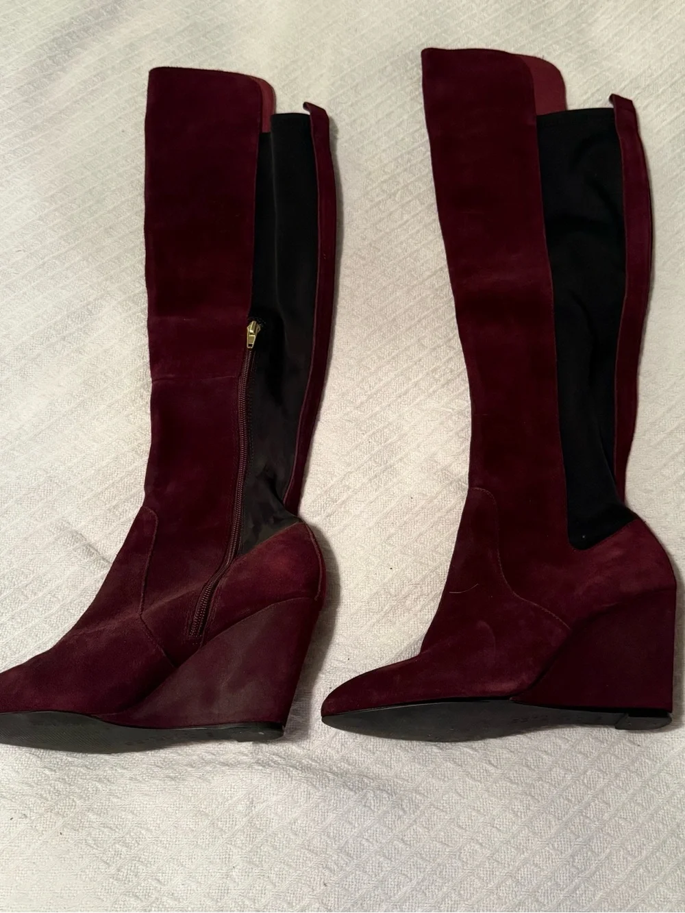 Charles By Charles David Burgundy Suede Wedge Over-the-Knee Boots